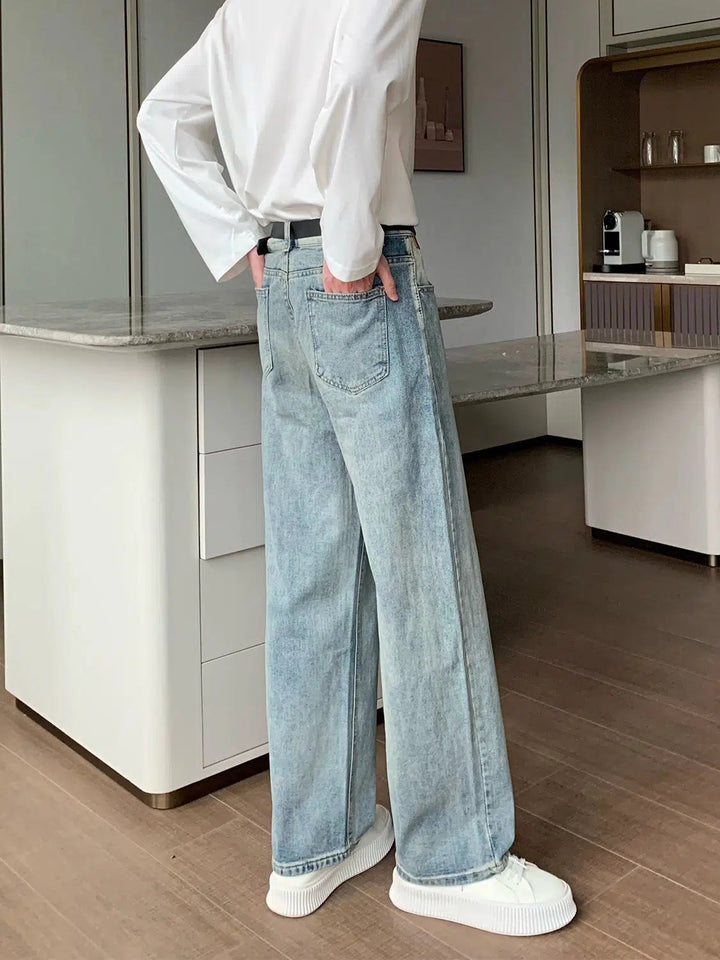 Washed Slim Straight-leg Jeans