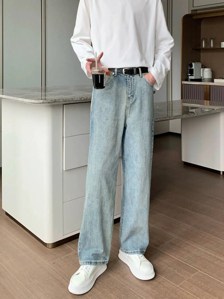 Washed Slim Straight-leg Jeans