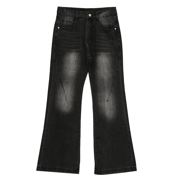 Washed Slim-fit High-waisted Flared Jeans