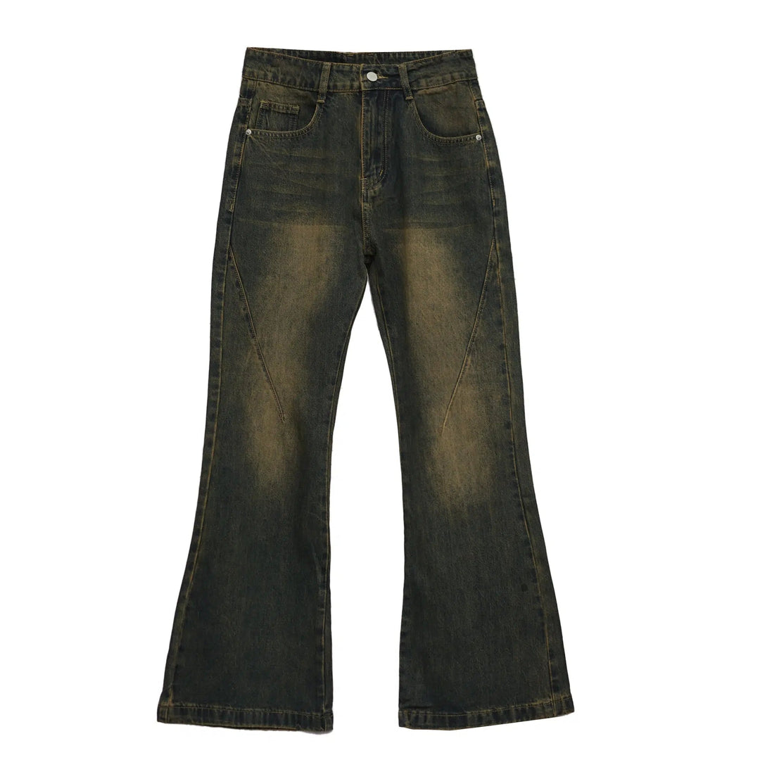 Washed Slim-fit High-waisted Flared Jeans