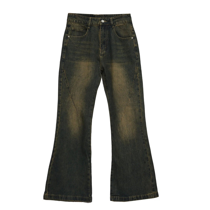 Washed Slim-fit High-waisted Flared Jeans