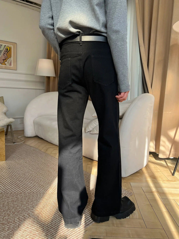 Washed Slim-fit High-waisted Flared Jeans