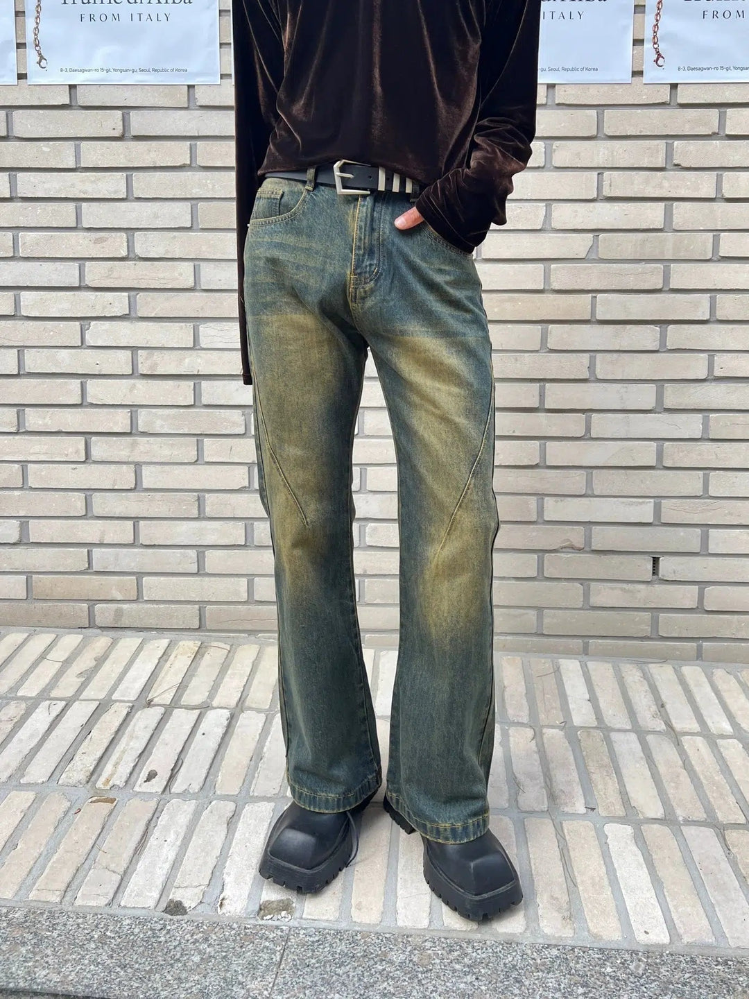 Washed Slim-fit High-waisted Flared Jeans