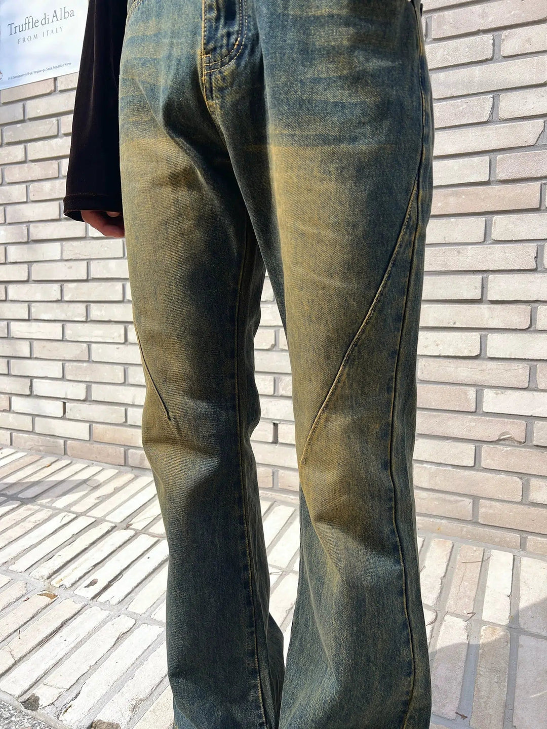 Washed Slim-fit High-waisted Flared Jeans