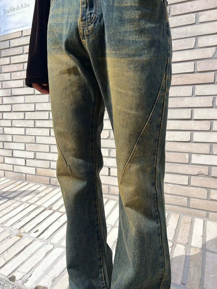 Washed Slim-fit High-waisted Flared Jeans