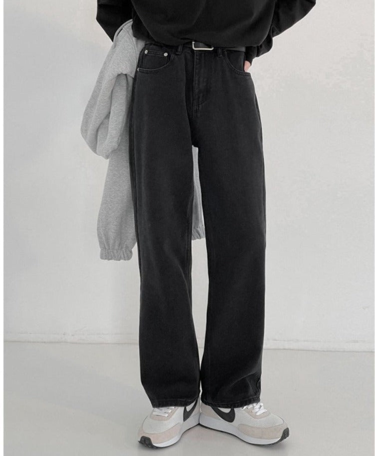 Washed Straight Black Jeans