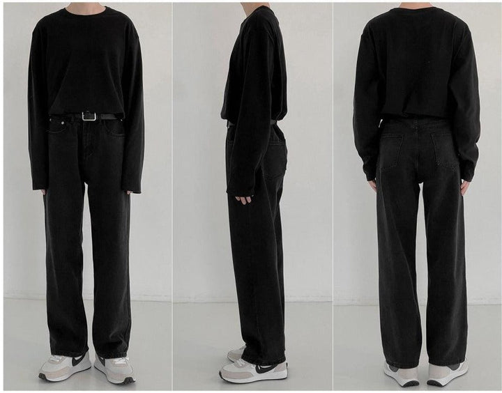 Washed Straight Black Jeans