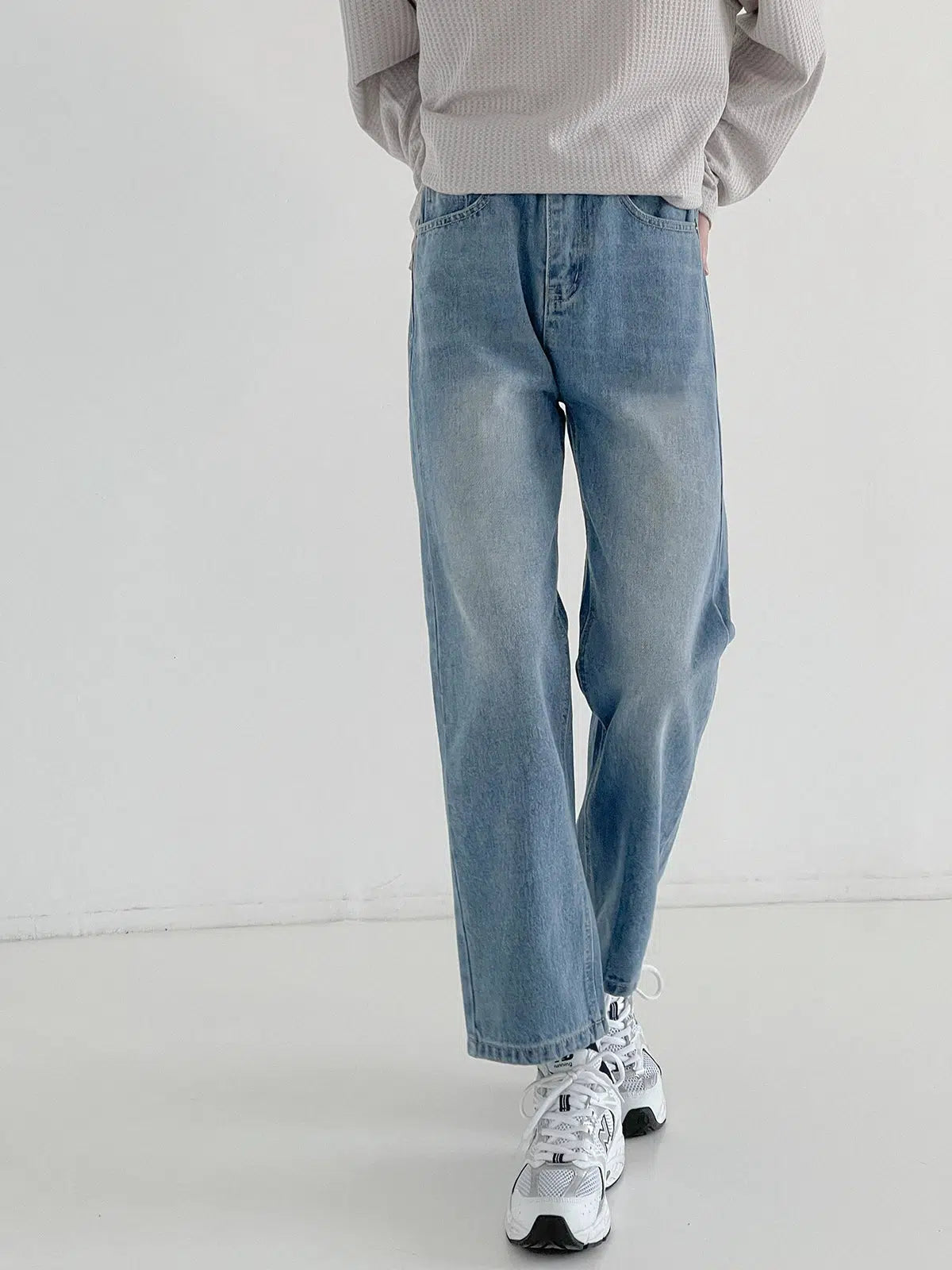 Washed Straight Leg Basic Jeans