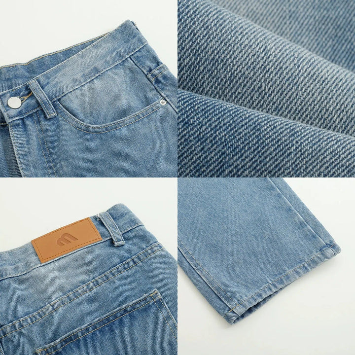 Washed Straight Leg Basic Jeans
