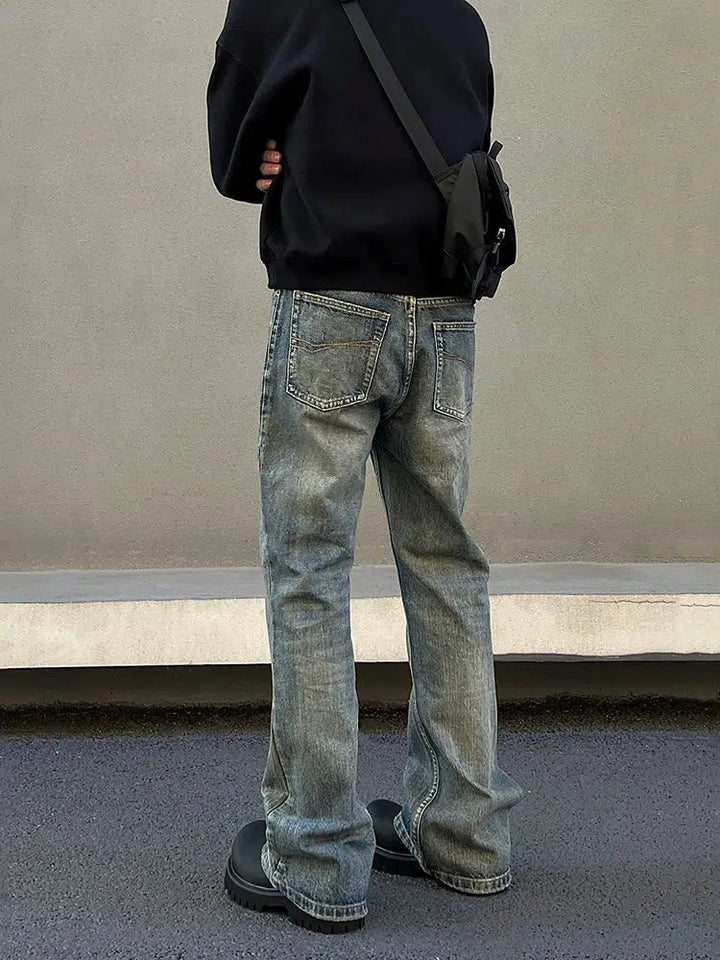 Washed Straight-leg High-waist Jeans