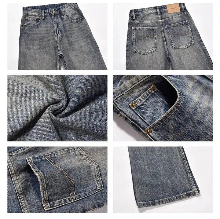 Washed Straight-leg High-waist Jeans
