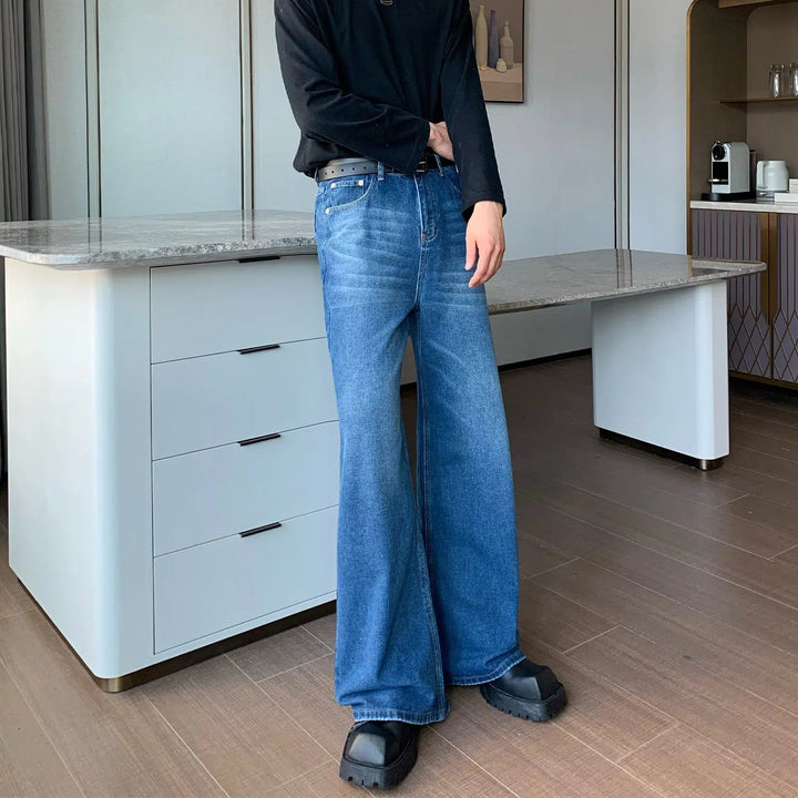 Washed Straight-leg Wide Leg Pants