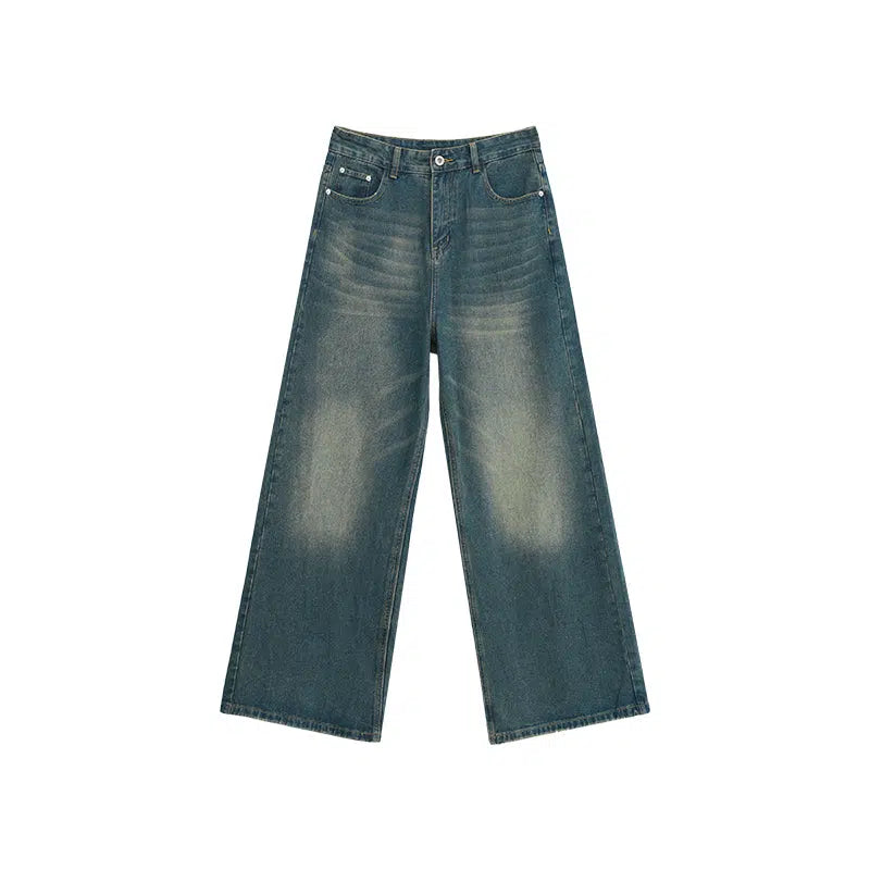 Washed Straight-leg Wide Leg Pants