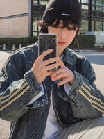 Washed Three-Stripe Denim Jacket