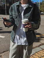 Washed Three-Stripe Denim Jacket