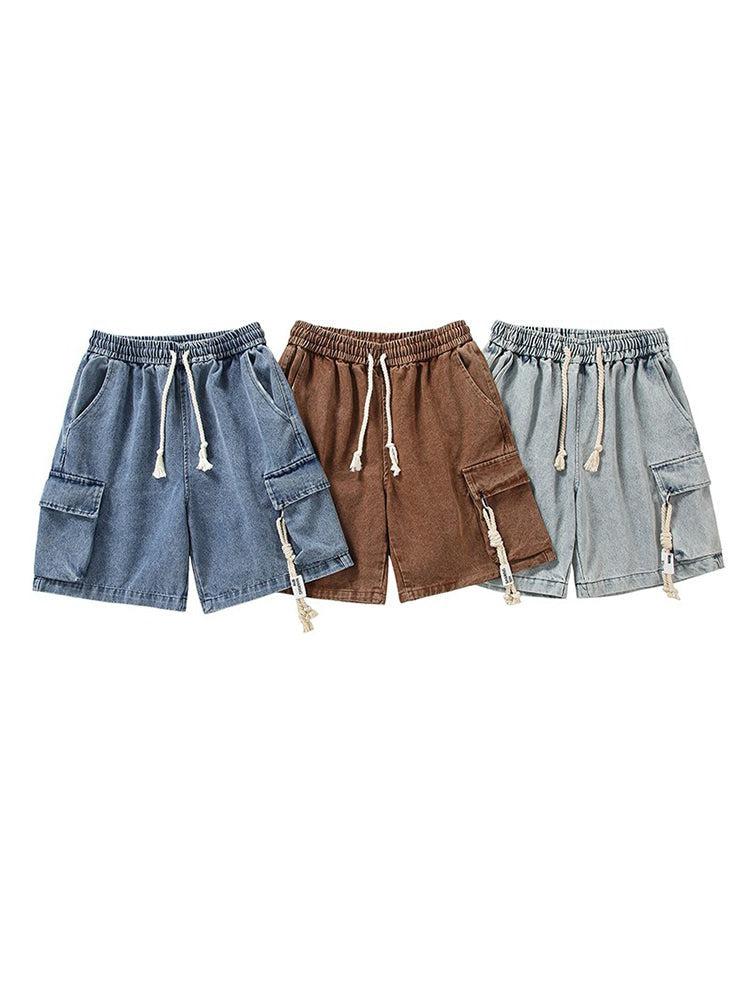 Washed Wide Leg Denim Shorts