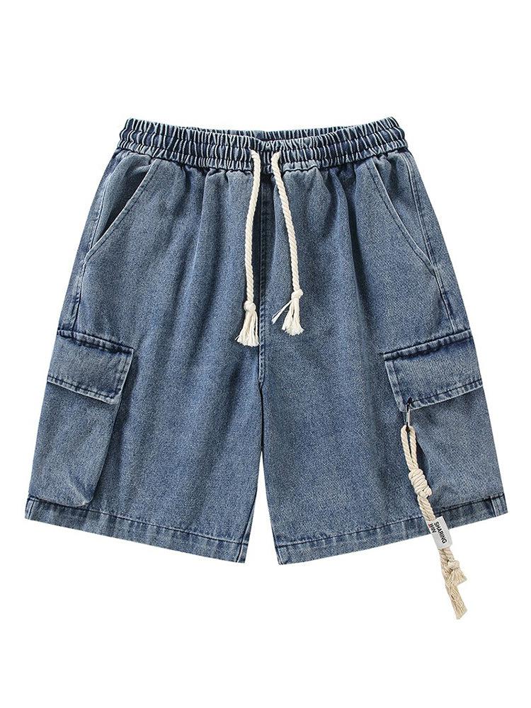 Washed Wide Leg Denim Shorts