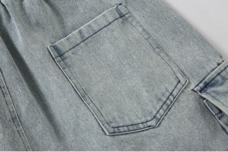 Washed Wide Leg Denim Shorts