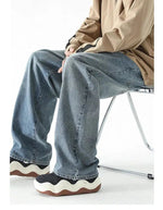 Washed Wide-leg Blue Straight Jeans