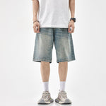 Washed Wide-leg Denim Shorts