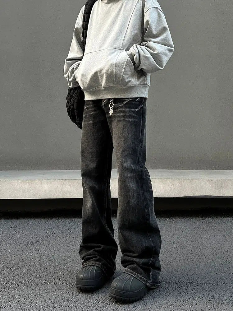 Washed Wide-leg Straight-leg Jeans