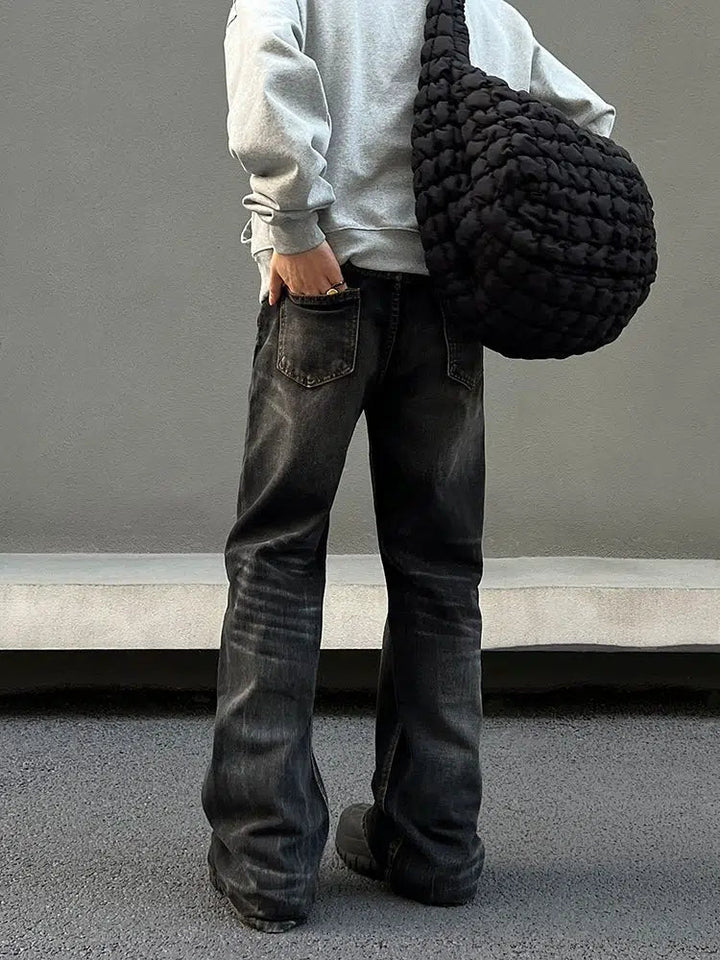 Washed Wide-leg Straight-leg Jeans