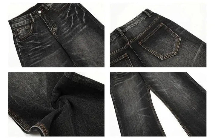 Washed Wide-leg Straight-leg Jeans