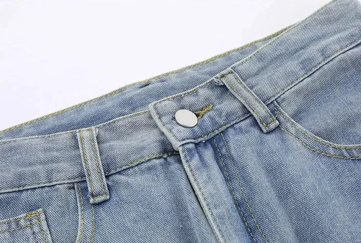 Washed Wide-leg Straight-leg Jeans