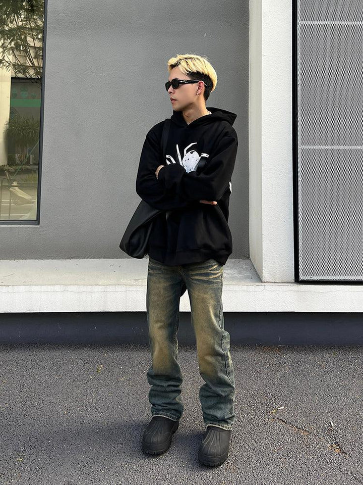 Washed Yellow Mud Straight-leg Jeans