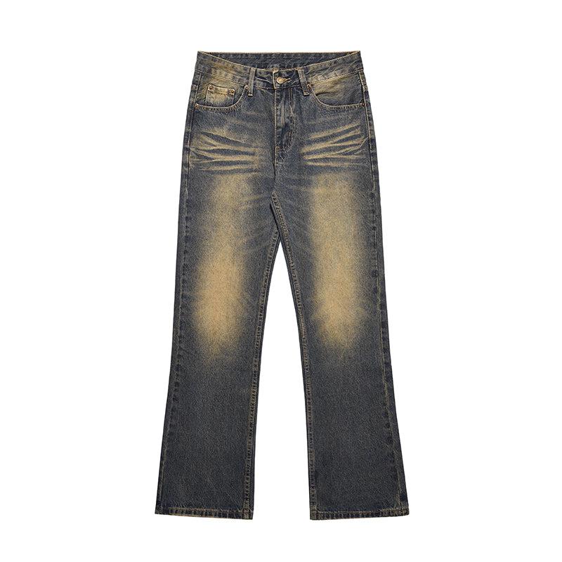 Washed Yellow Mud Straight-leg Jeans