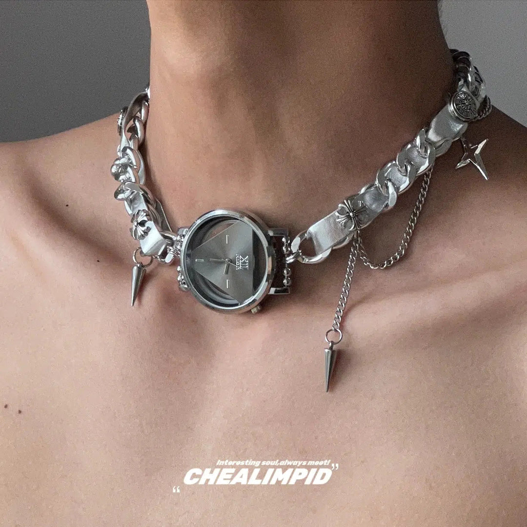Watch Pendant Chain Necklace