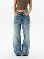 Retro Distressed Wide Leg Jeans Pants 4