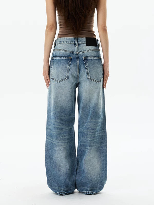 Retro Distressed Wide Leg Jeans Pants 5