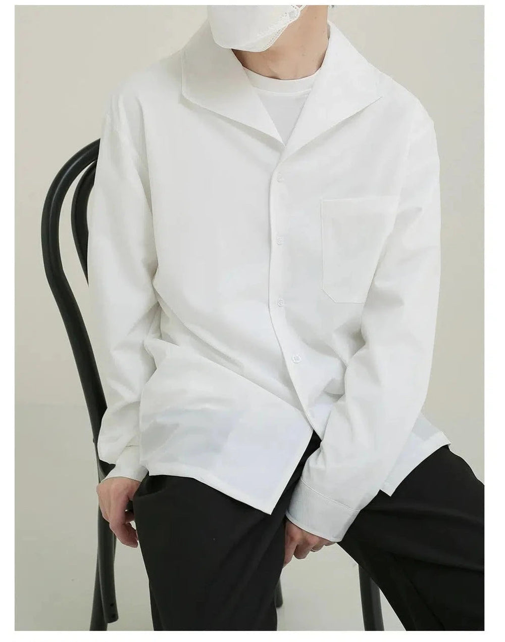 White Lapel Long Sleeve Shirt