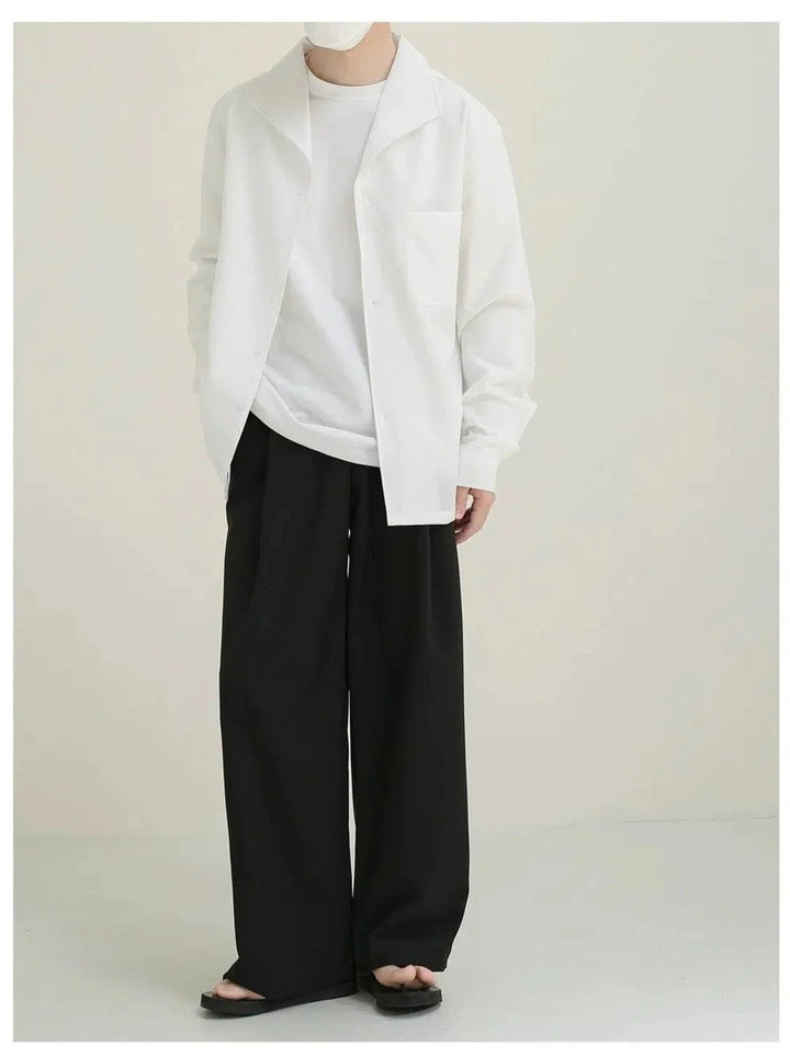 White Lapel Long Sleeve Shirt
