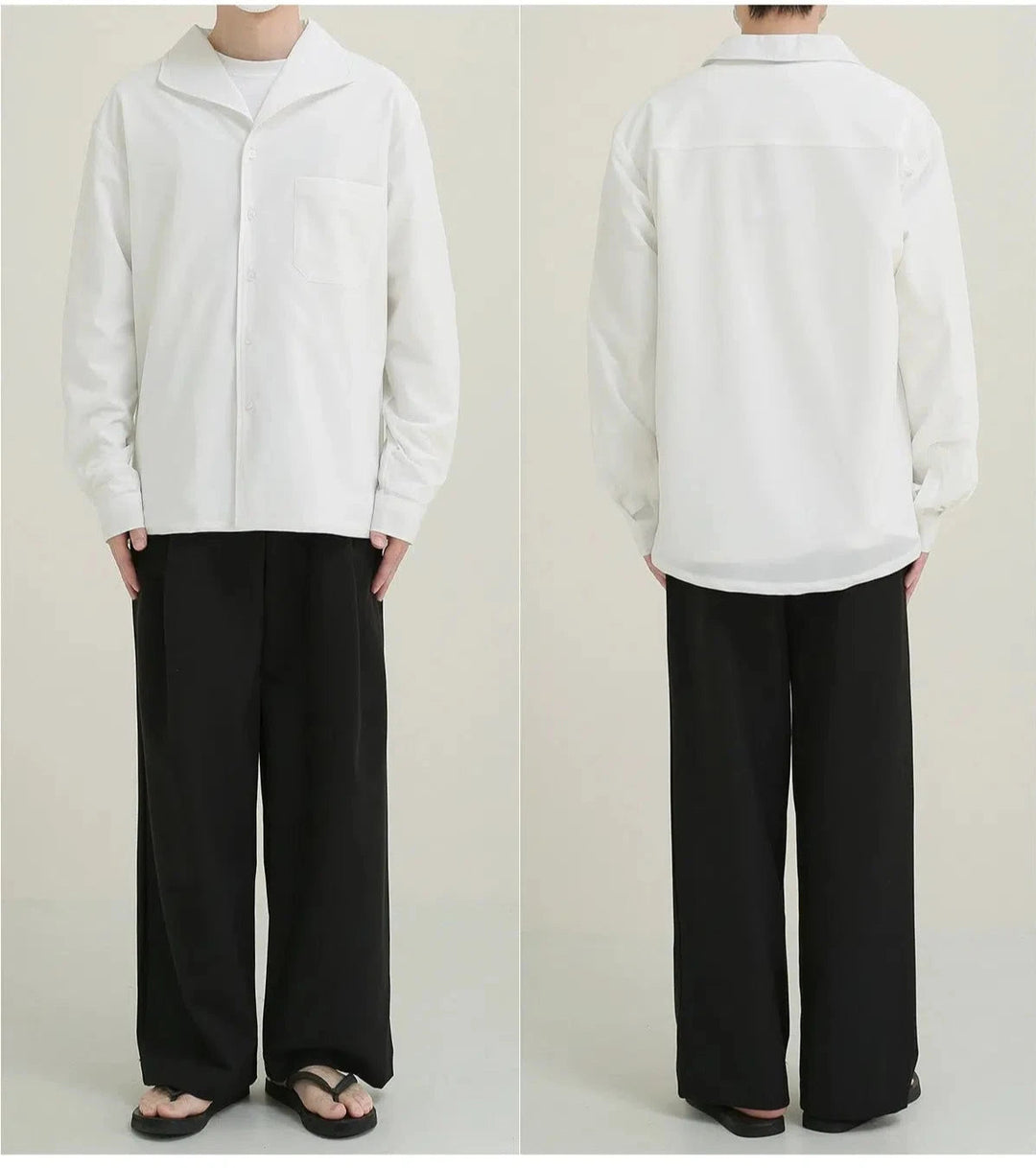 White Lapel Long Sleeve Shirt