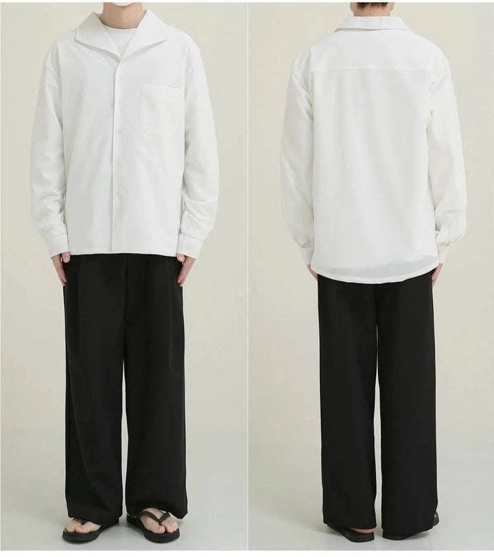 White Lapel Long Sleeve Shirt