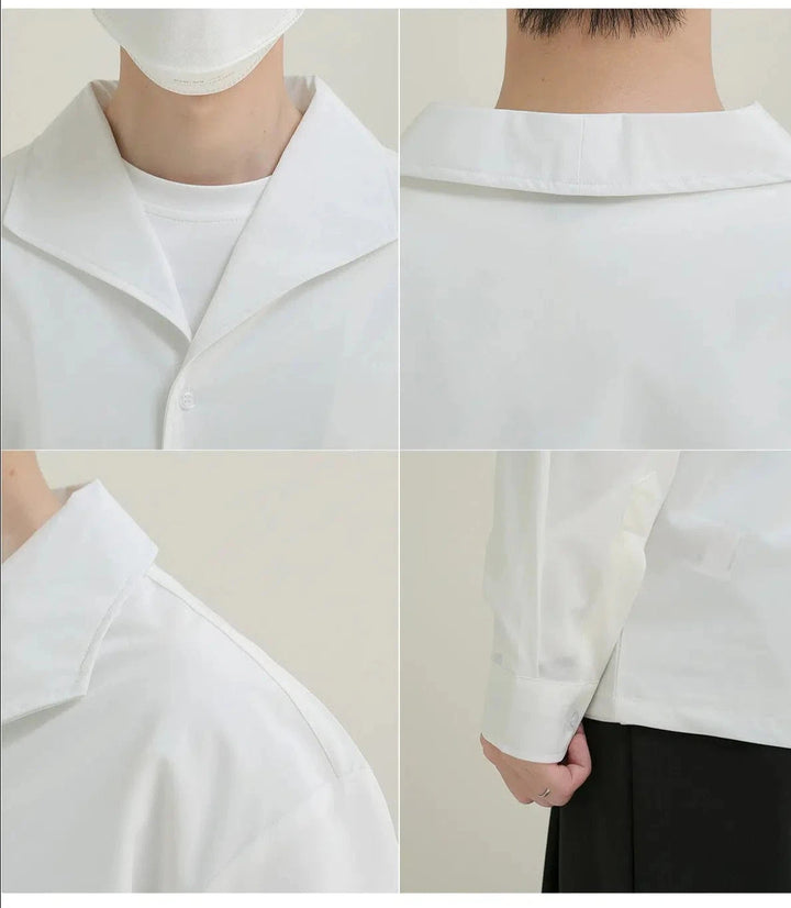 White Lapel Long Sleeve Shirt