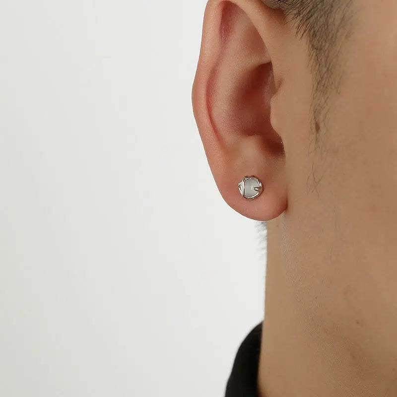 White Moonstone Stud Earrings