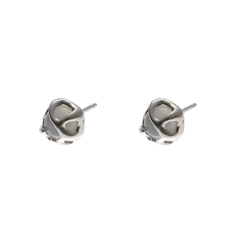 White Moonstone Stud Earrings