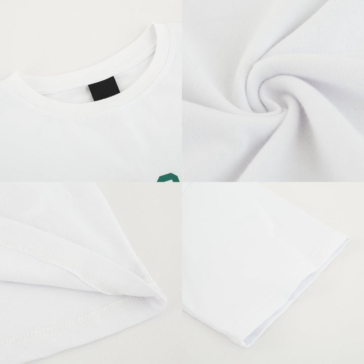 White Round Neck Printed T-shirt