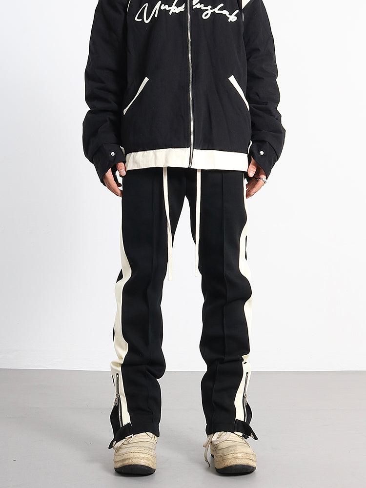 White Stripe Side Slit Track Pants