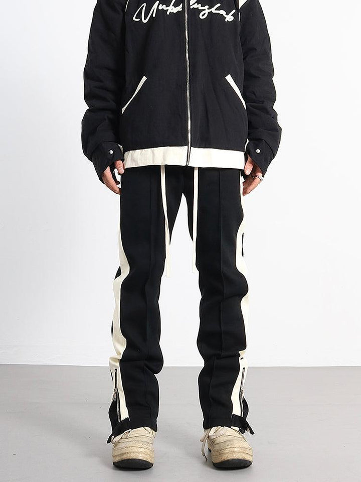 White Stripe Side Slit Track Pants