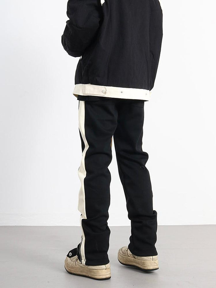 White Stripe Side Slit Track Pants
