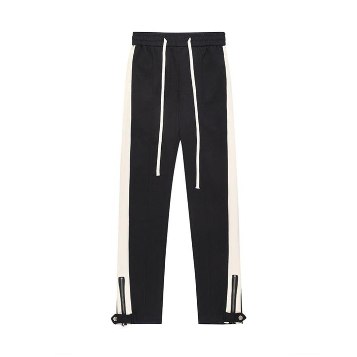 White Stripe Side Slit Track Pants