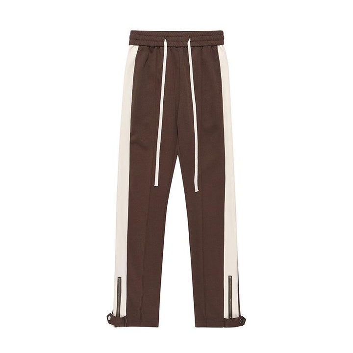 White Stripe Side Slit Track Pants