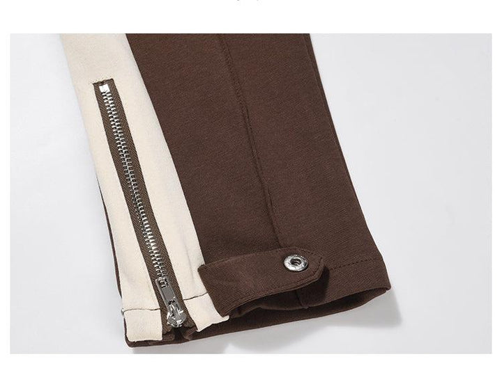 White Stripe Side Slit Track Pants