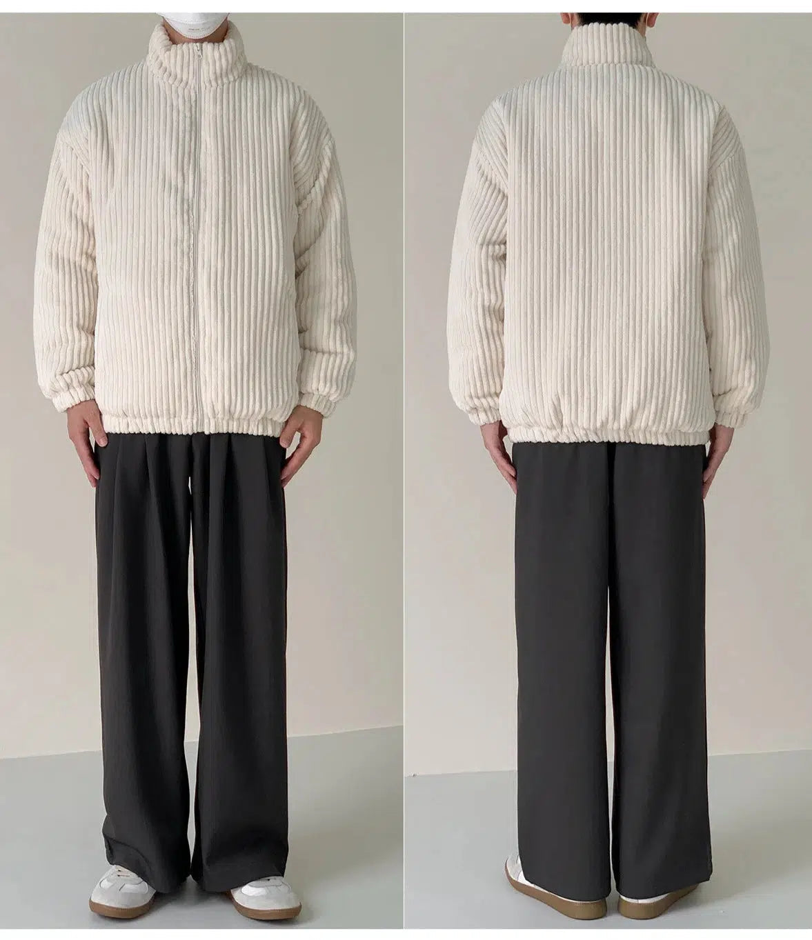 White Striped Corduroy Jacket