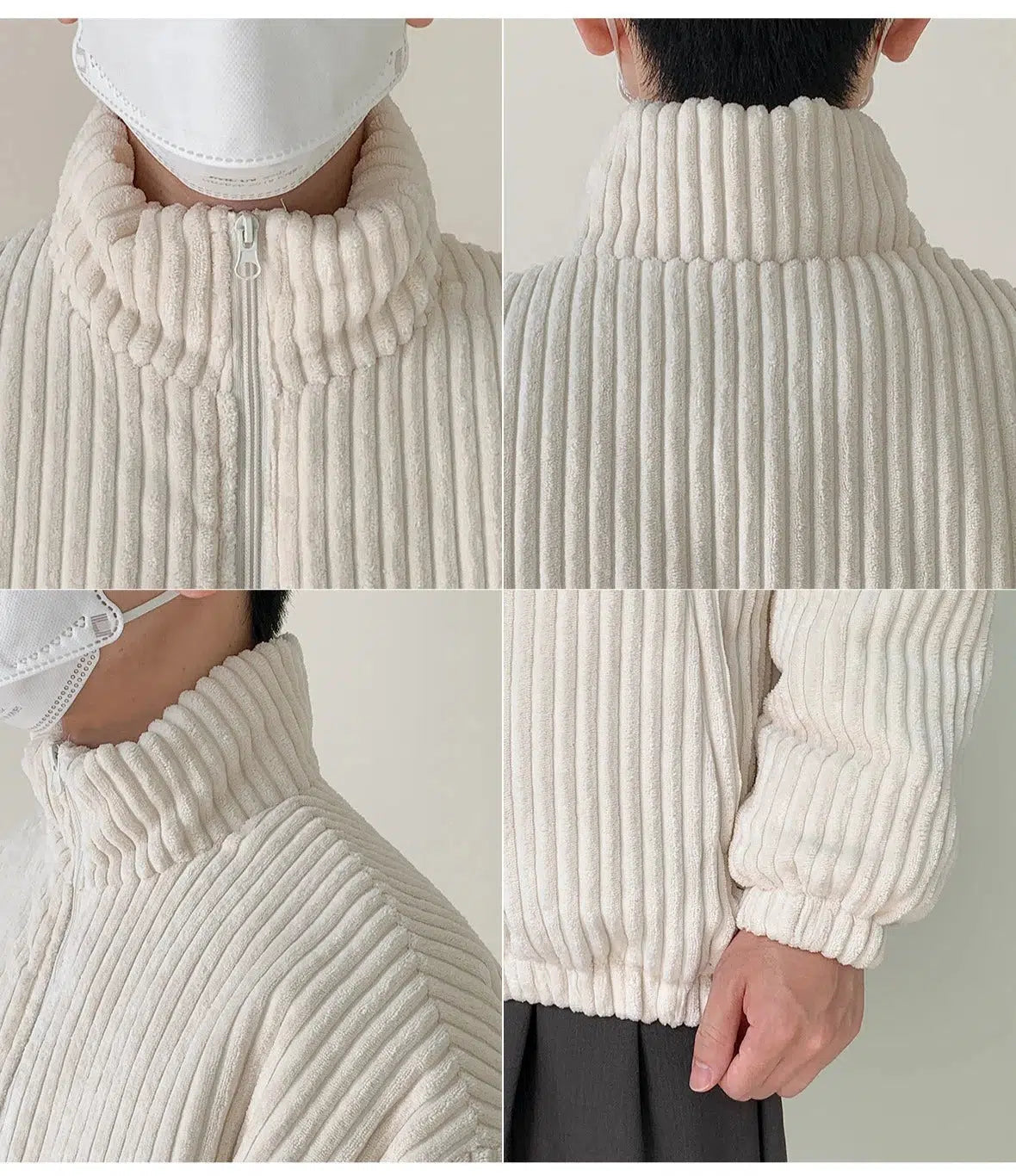 White Striped Corduroy Jacket