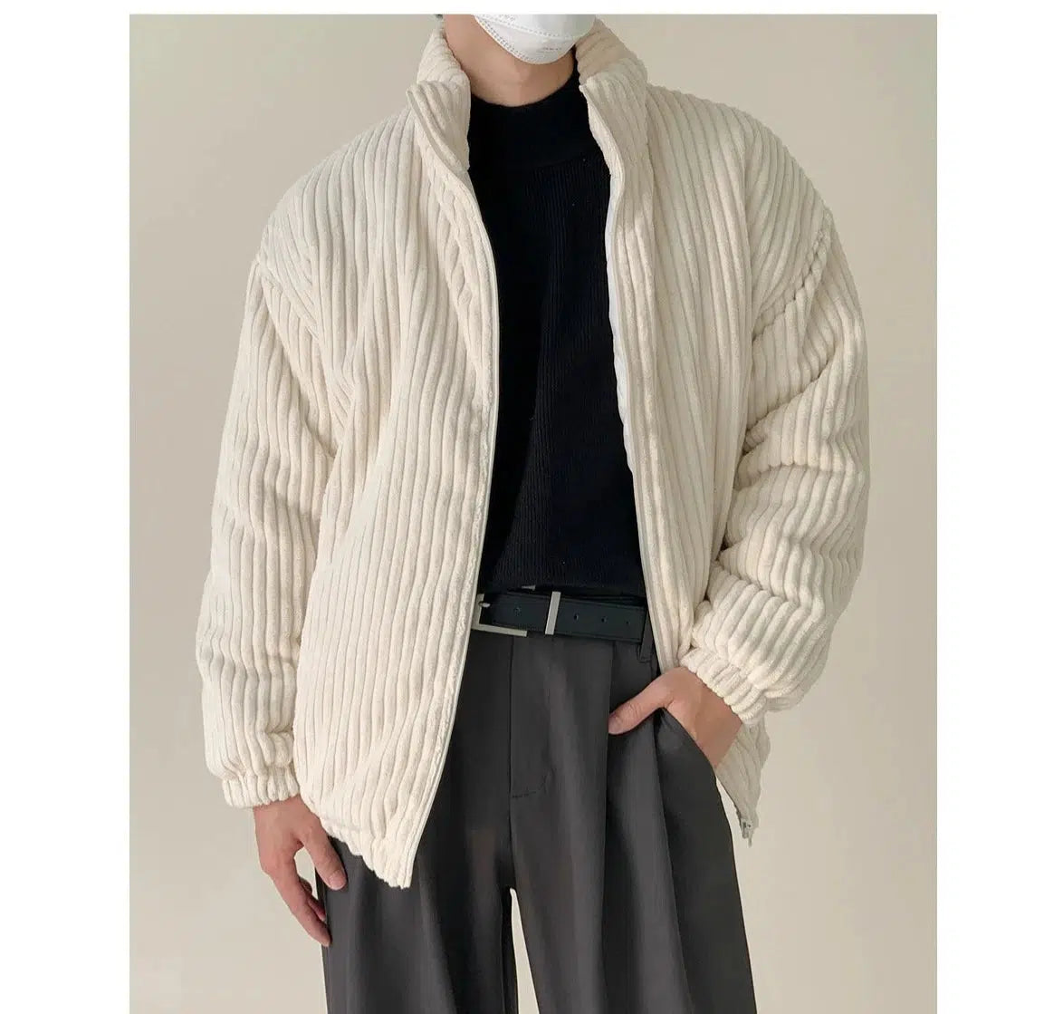 White Striped Corduroy Jacket